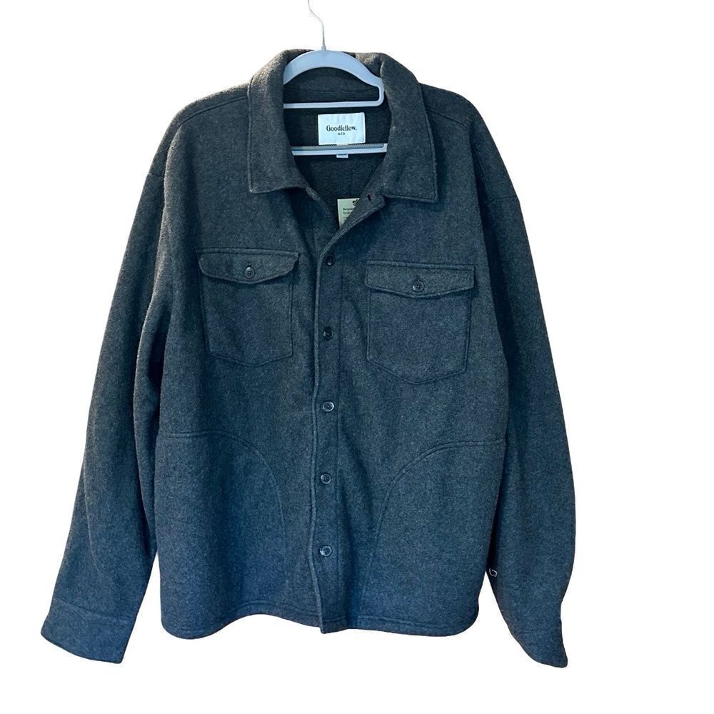 NWT Goodfellow Mens Long Sleeve Button-Up Shirt/Jacket Charcoal Gray XL